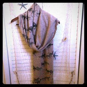 Alice Hannah lambs wool blend scarf with horses